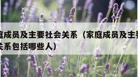 家庭成员及主要社会关系（家庭成员及主要社会关系包括哪些人）