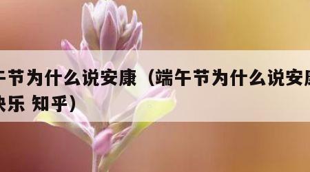 端午节为什么说安康（端午节为什么说安康不说快乐 知乎）