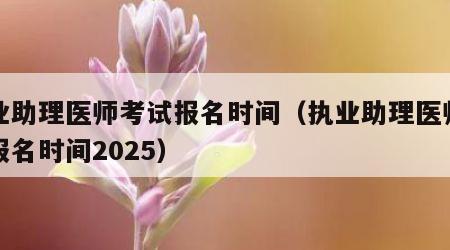 执业助理医师考试报名时间（执业助理医师考试报名时间2025）